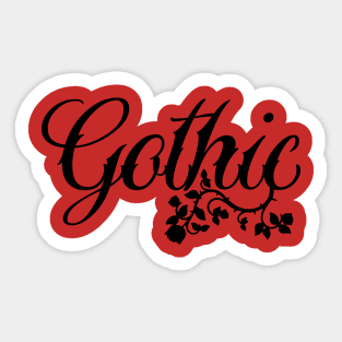 Gothic in aesthetic script with rose Sticker